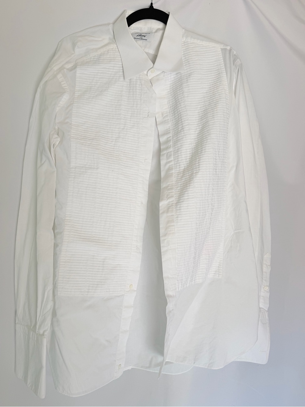 Brioni White Pleated Front Dress Shirt - Men